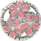 Sterling Silver Reflections Pink Enameled Floral Circle Bead