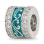 Sterling Silver Reflections Polished CZ Teal Enameled Scroll Bead