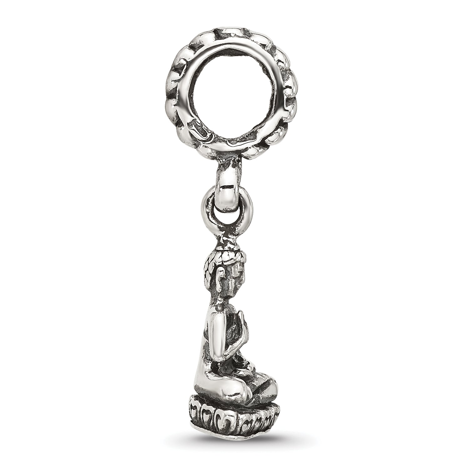 Sterling Silver Reflections Antiqued Budda Dangle Bead