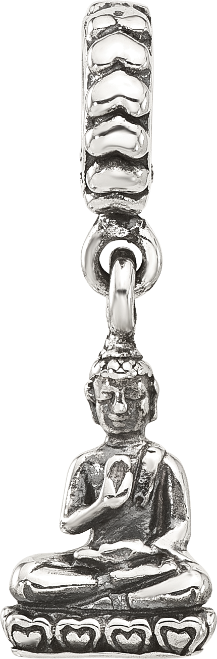 Sterling Silver Reflections Antiqued Budda Dangle Bead