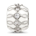 Sterling Silver Reflections White Enamel and CZ Fancy Bead