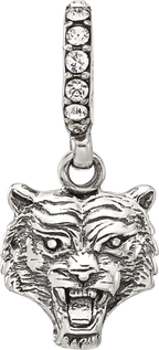 Sterling Silver Reflections Crystal Tiger Head Dangle Bead