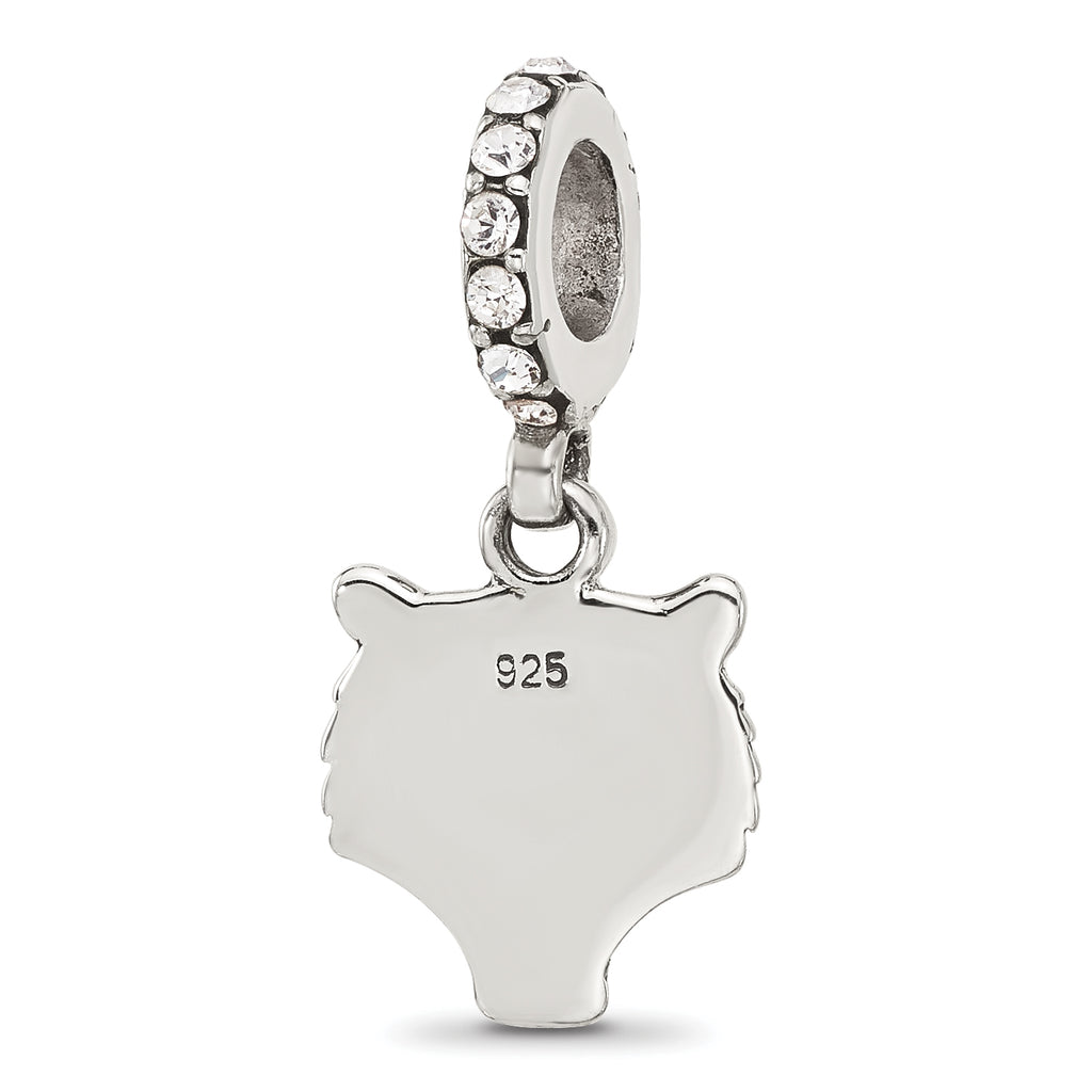 Sterling Silver Reflections Crystal Tiger Head Dangle Bead