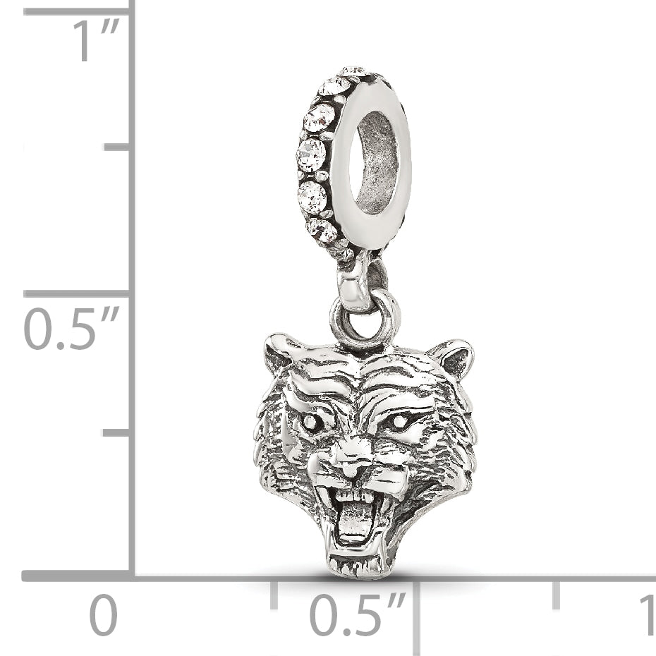 Sterling Silver Reflections Crystal Tiger Head Dangle Bead Secondary image