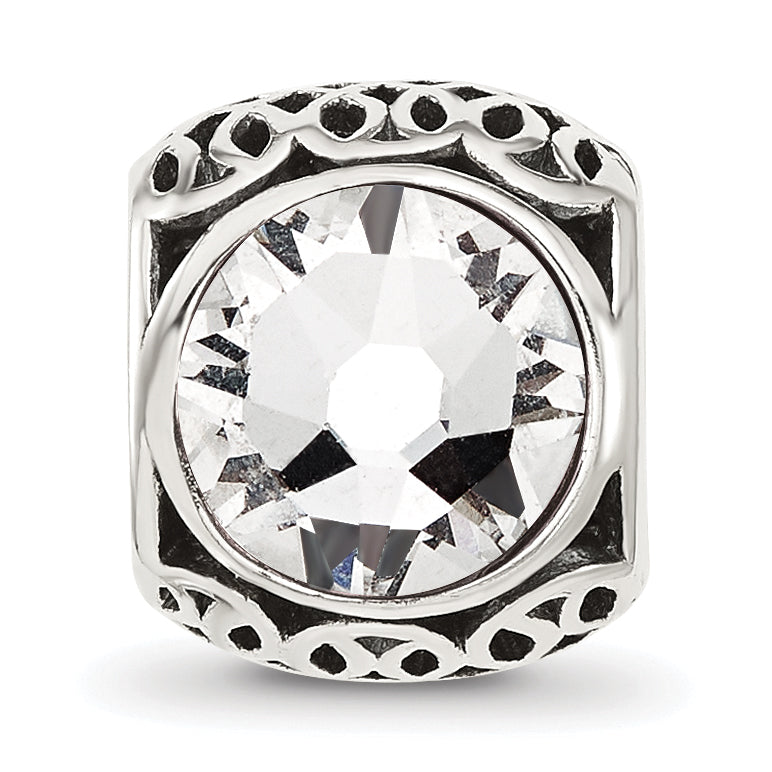 Sterling Silver Reflections Antiqued Clear Crystal Bead