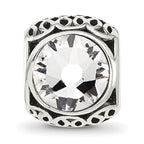 Sterling Silver Reflections Antiqued Clear Crystal Bead