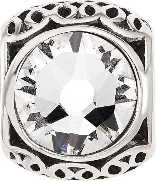 Sterling Silver Reflections Antiqued Clear Crystal Bead