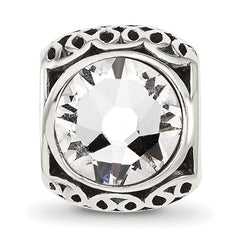 Sterling Silver Reflections Antiqued Clear Crystal Bead