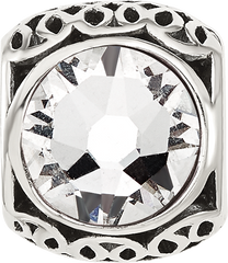 Sterling Silver Reflections Antiqued Clear Crystal Bead