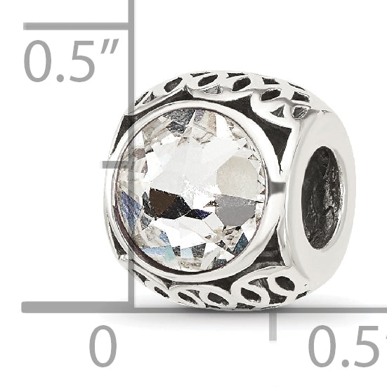 Sterling Silver Reflections Antiqued Clear Crystal Bead