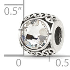 Sterling Silver Reflections Antiqued Clear Crystal Bead
