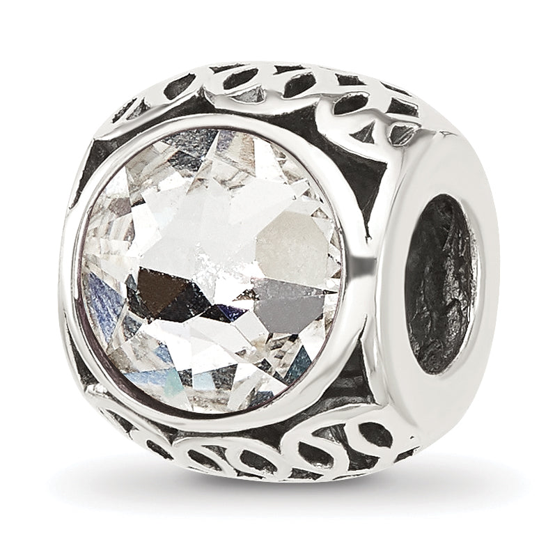 Sterling Silver Reflections Antiqued Clear Crystal Bead Main image