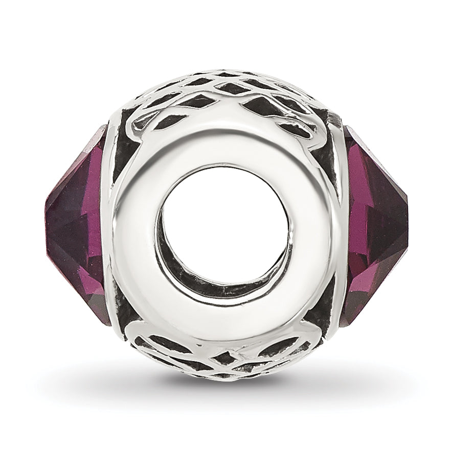 Sterling Silver Reflections Antiqued Purple Crystal Bead