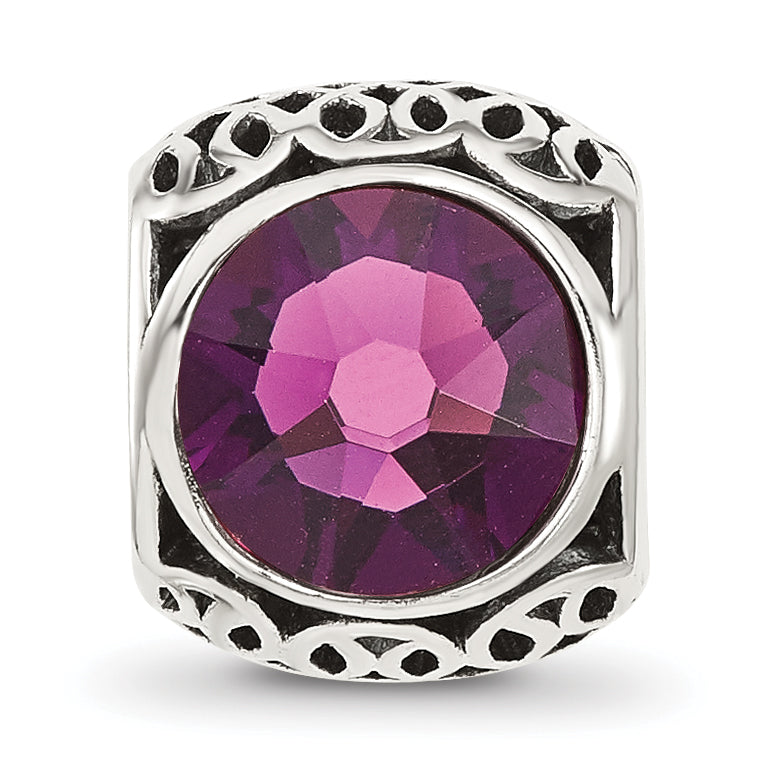 Sterling Silver Reflections Antiqued Purple Crystal Bead