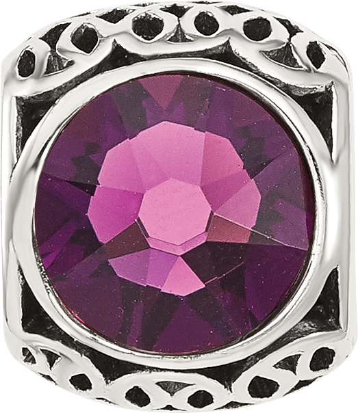 Sterling Silver Reflections Antiqued Purple Crystal Bead