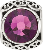 Sterling Silver Reflections Antiqued Purple Crystal Bead
