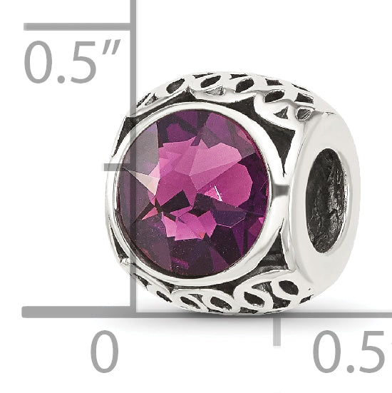 Sterling Silver Reflections Antiqued Purple Crystal Bead