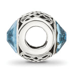 Sterling Silver Reflections Antiqued Light Blue Crystal Bead