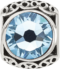 Sterling Silver Reflections Antiqued Light Blue Crystal Bead