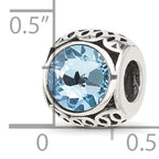 Sterling Silver Reflections Antiqued Light Blue Crystal Bead