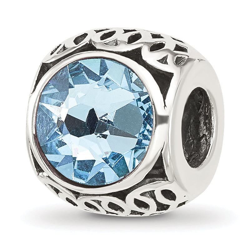 Sterling Silver Reflections Antiqued Light Blue Crystal Bead Main image