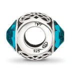 Sterling Silver Reflections Antiqued Teal Crystal Bead