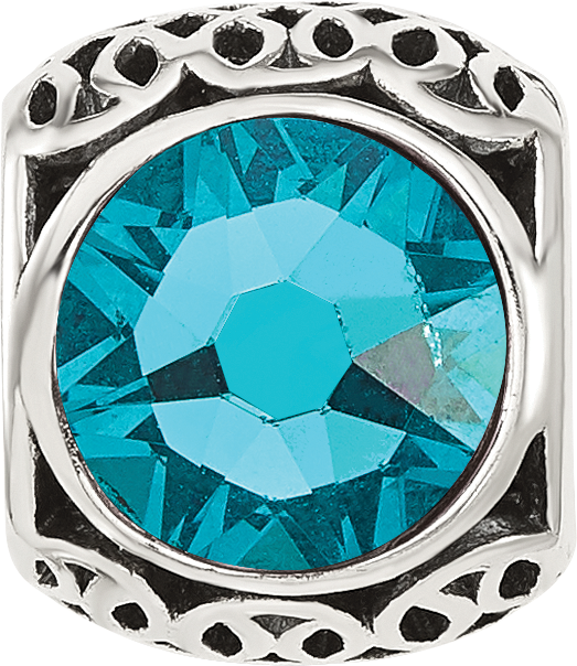 Sterling Silver Reflections Antiqued Teal Crystal Bead