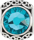 Sterling Silver Reflections Antiqued Teal Crystal Bead