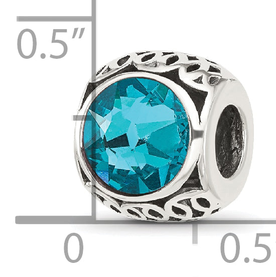 Sterling Silver Reflections Antiqued Teal Crystal Bead