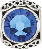 Sterling Silver Reflections Antiqued Blue Crystal Bead