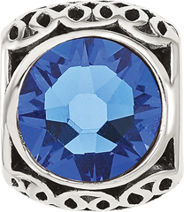 Sterling Silver Reflections Antiqued Blue Crystal Bead