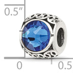 Sterling Silver Reflections Antiqued Blue Crystal Bead