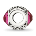 Sterling Silver Reflections Antiqued Dark Pink Crystal Bead