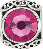 Sterling Silver Reflections Antiqued Dark Pink Crystal Bead