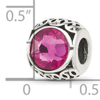 Sterling Silver Reflections Antiqued Dark Pink Crystal Bead