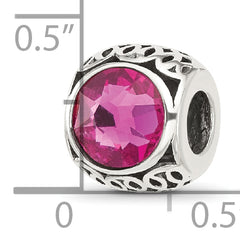 Sterling Silver Reflections Antiqued Dark Pink Crystal Bead