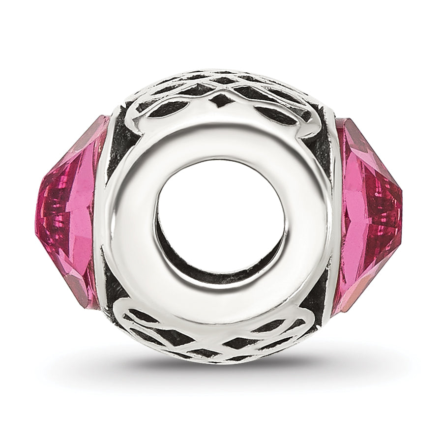 Sterling Silver Reflections Antiqued Pink Crystal Bead
