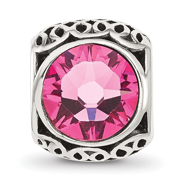 Sterling Silver Reflections Antiqued Pink Crystal Bead