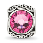 Sterling Silver Reflections Antiqued Pink Crystal Bead