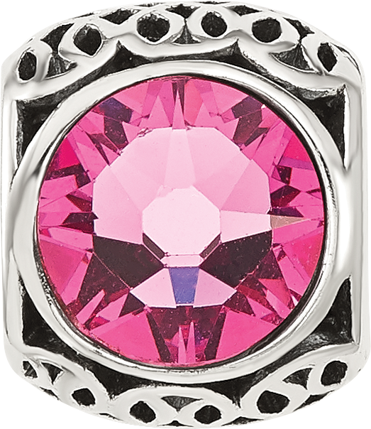 Sterling Silver Reflections Antiqued Pink Crystal Bead