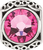 Sterling Silver Reflections Antiqued Pink Crystal Bead