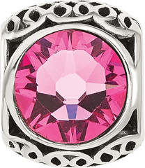 Sterling Silver Reflections Antiqued Pink Crystal Bead