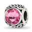 Sterling Silver Reflections Antiqued Pink Crystal Bead