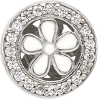 Sterling Silver Reflections Polish CZ and White Enamel Flower Circle Bead