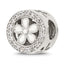Sterling Silver Reflections Polish CZ and White Enamel Flower Circle Bead