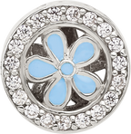 Sterling Silver Reflections CZ and Light Blue Enamel Flower Circle Bead