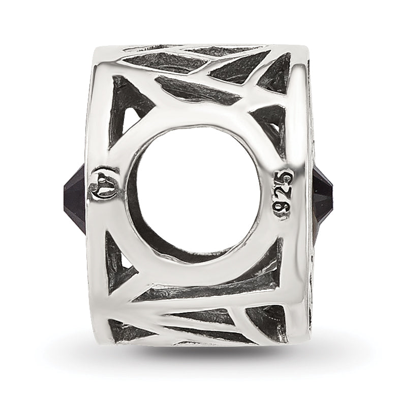 Sterling Silver Reflections Black Crystal Spider Web Bead