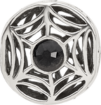 Sterling Silver Reflections Black Crystal Spider Web Bead