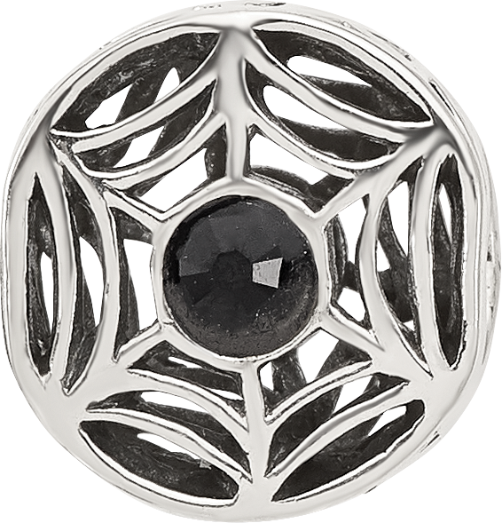 Sterling Silver Reflections Black Crystal Spider Web Bead