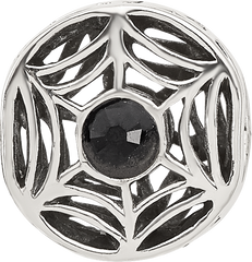 Sterling Silver Reflections Black Crystal Spider Web Bead